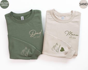 Custom Matching Dad and Mama Sweatshirt Matching Colors Mom and Dad Hoodie Personalized Mama Sweater With Kids Names Custom Dad Crewneck