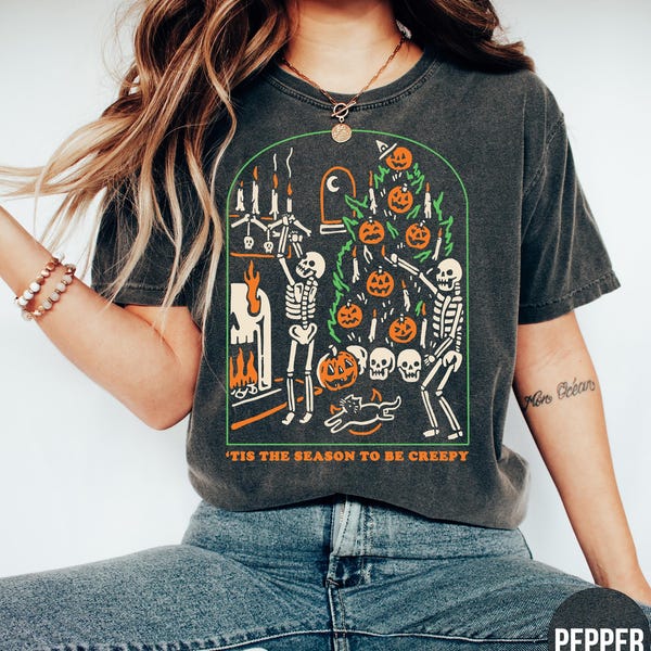 Halloween Shirt Tis the Season to be Creepy T Shirt Comfort Colors Dead Inside Halloween Tshirt Black Halloween Crewneck Funny Halloween Tee