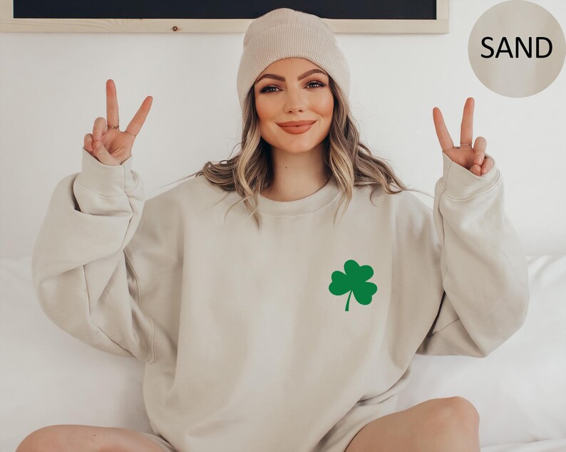 Sweat-shirt trèfle, pull de la Saint-Patrick, pull ras du cou irlandais pour la Saint-Patrick (femme), sweat à capuche Saint-Patrick, pull trèfle porte-bonheur image 2