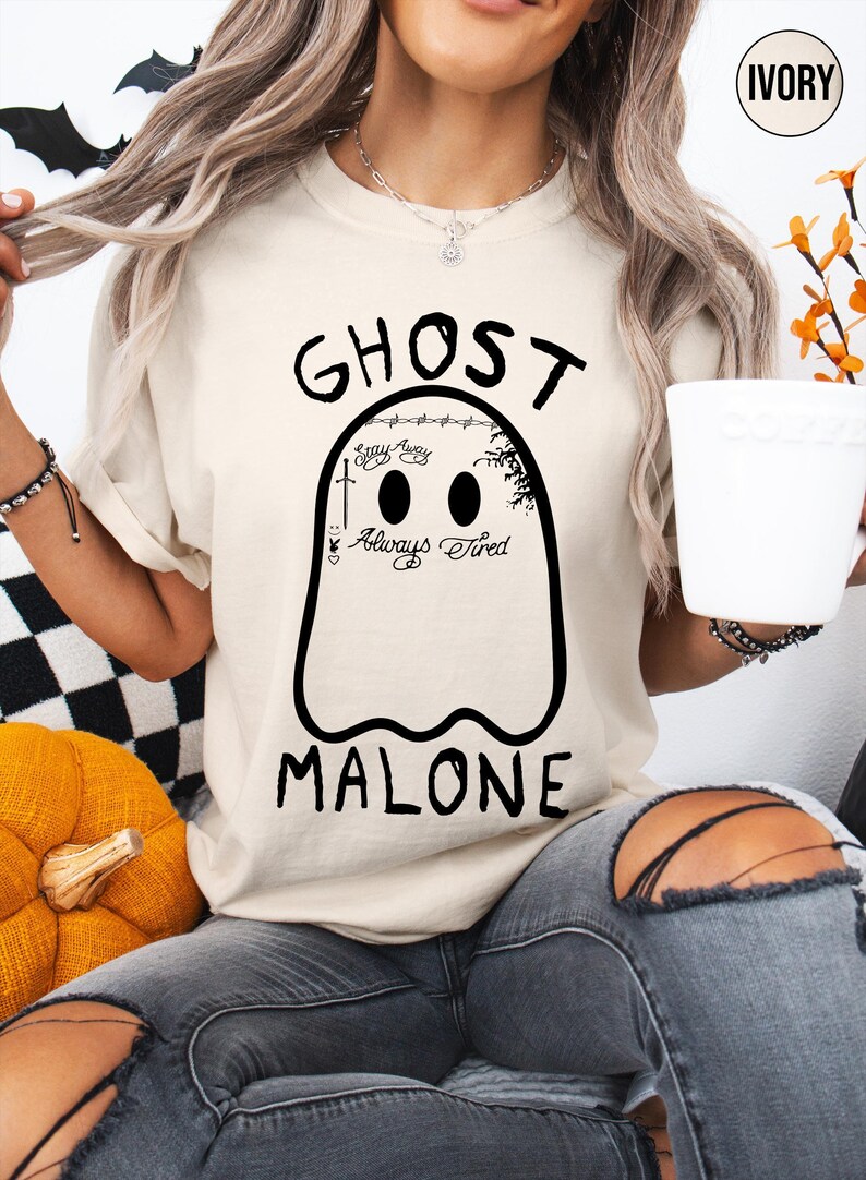 Comfort Colors Halloween Shirts Women, Ghost Malone Halloween T-Shirt, Halloween Tee, Scary Ghost Shirt, Boo Tee Gift, Happy Halloween Tee image 5