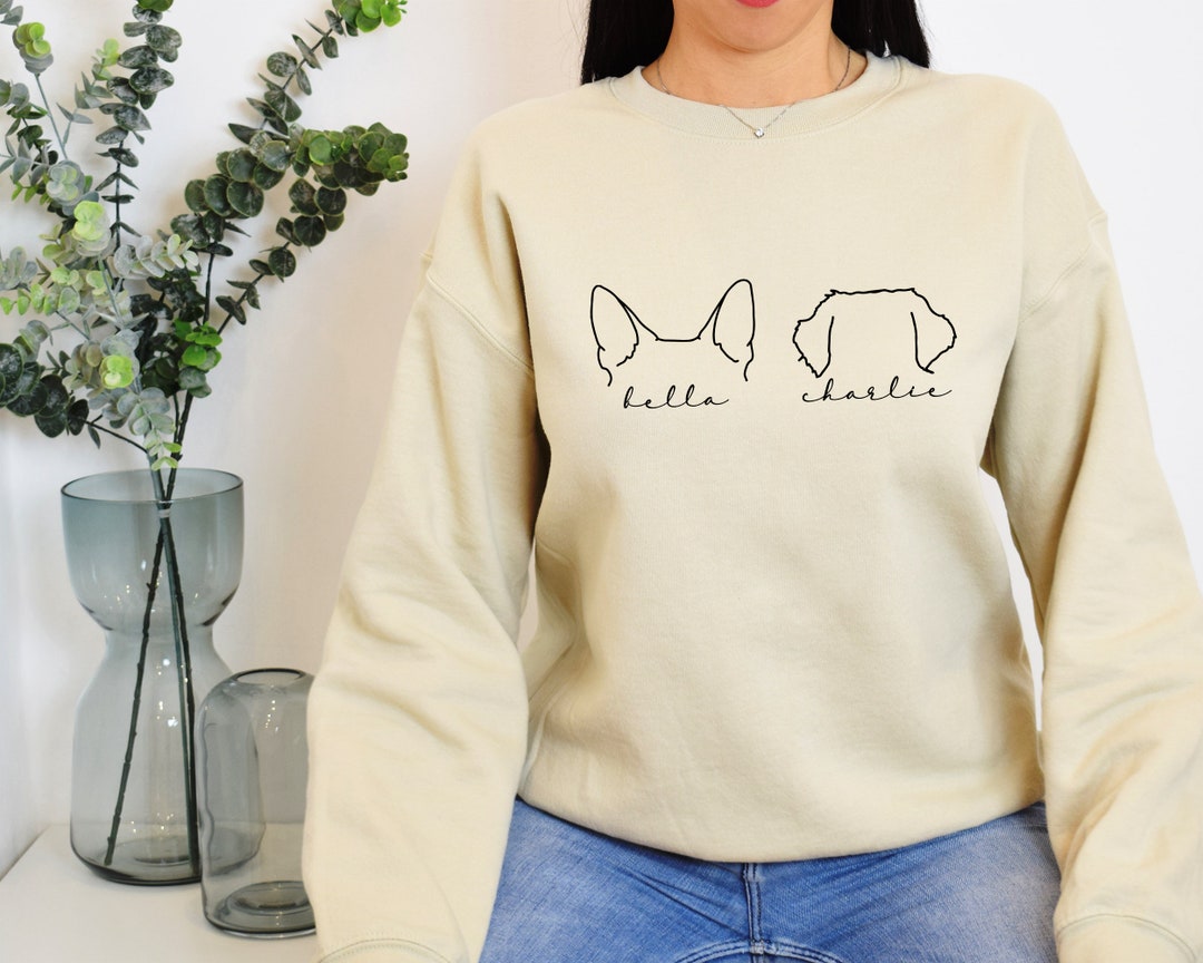 Personalized Dog Ear Sweatshirt, Custom Dog Sweatshirt With Name, Dog