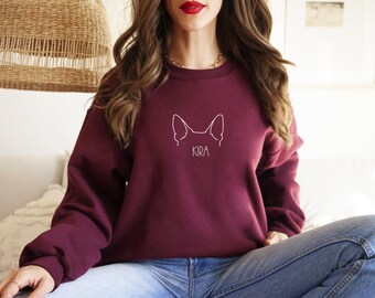 Custom Dog Sweatshirt, Personalized Dog Ear Sweatshirt with Name, Custom Dog Dad Sweatshirt, Dog Mama Hoodie, Pet Gift for Her, Pet Lovers