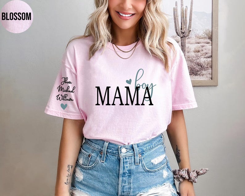 Personalized Boy Mama Shirt With Kid Names,Comfort Colors, Custom Mama Tshirt, Personalized Mom Shirt, Mothers Day Gift, Mom Birthday Gift
