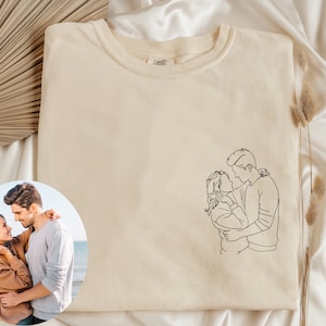 Custom Portrait Shirt, Comfort Colors Custom Portrait From Photo, Outline Photo Tshirt, Couple Line Art Crewneck, Bridal Portrait Tee