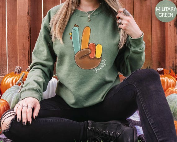 Peace Sign Turkey Retro Thanksgiving Turkey Sweatshirt Hello Thanksgiving Sweatshirt Gift For Thanksgiving Happy Thanksgiving Sweater