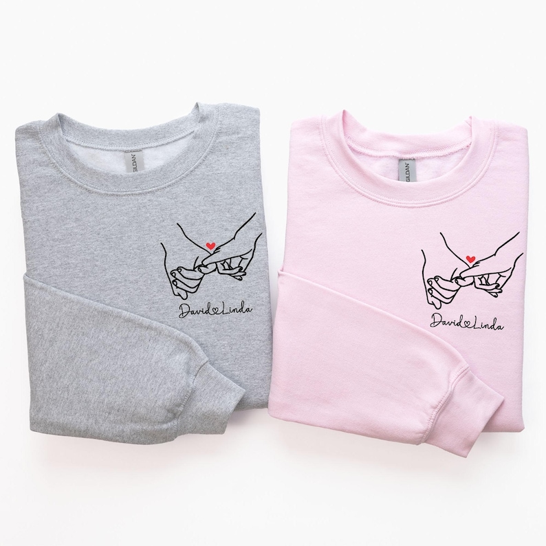 Custom Matching Hoodies For Couples Sweatshirt, Pinky Promise Hoodie, Personalized Name Sweater For Valentines Day Gift, Anniversary Gift