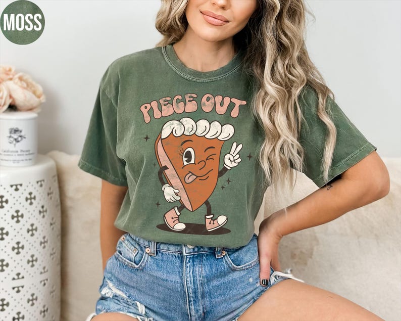 Piece Out Retro Pumpkin Pie Shirt Thanksgiving Shirt Fall Tshirt Women Cute Fall Crewneck Fall Graphic Tee Thankful Comfort Colors Tee image 2