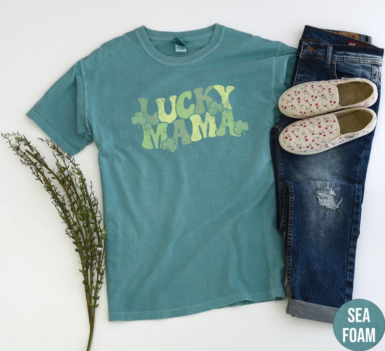 Lucky Mama Shirt, Comfort Colors Saint Patricks Tshirt, St Patricks Tee, Saint Patricks Day Gift for Mom, Shamrock Shirt, Irish Mom Crewneck image 6