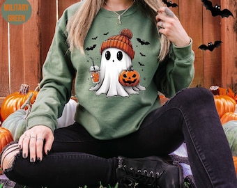 Cute Ghost Sweatshirt, Funny Spooky Hoodie, Halloween Crewneck for Women, Ghost Halloween Sweatshirt, Cozy Spooky Season Hoodie, Boo Sweater