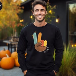 Peace Sign Turkey Retro Thanksgiving Turkey Sweatshirt Hello Thanksgiving Sweatshirt Gift For Thanksgiving Happy Thanksgiving Sweater image 7