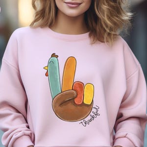 Peace Sign Turkey Retro Thanksgiving Turkey Sweatshirt Hello Thanksgiving Sweatshirt Gift For Thanksgiving Happy Thanksgiving Sweater image 3