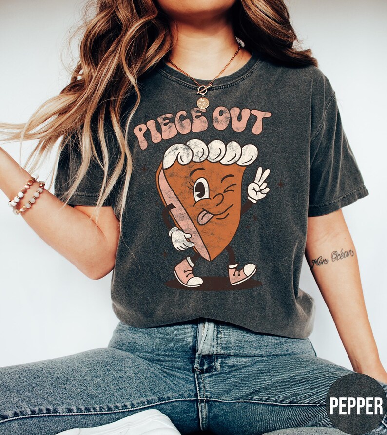 Piece Out Retro Pumpkin Pie Shirt Thanksgiving Shirt Fall Tshirt Women Cute Fall Crewneck Fall Graphic Tee Thankful Comfort Colors Tee image 3