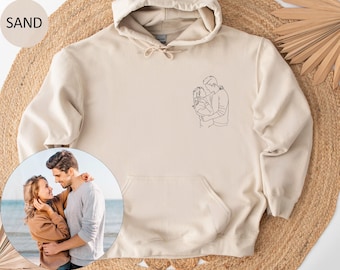 Custom Portrait Hoodie or Crewneck Custom Portrait From Photo Outline Photo Sweatshirt Couple Line Art Sweater Bridal Portrait Sweatshirt