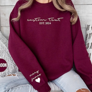 Custom Text Sweatshirt, Established Date Sweatshirt, Custom Est Date Sweater, Personalized Text Hoodie, Custom Gift, Anniversary Crewneck