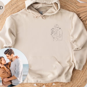 Custom Portrait Hoodie or Crewneck Custom Portrait From Photo Outline Photo Sweatshirt Couple Line Art Sweater Bridal Portrait Sweatshirt