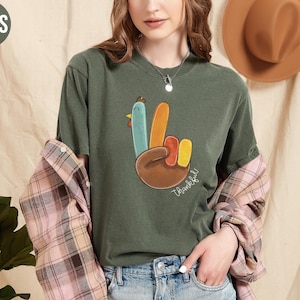 Peace Sign Turkey Retro Thanksgiving Shirt Comfort Colors Tshirt Hello Thanksgiving Crewneck Gift For Thanksgiving Happy Thanksgiving Tee
