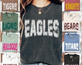 T-shirt personnalisé aux couleurs de l'école, T-shirt mascotte d'équipe de lycée Comfort Colors, T-shirt pour les amateurs de sport, T-shirt maman de pom-pom girl de baseball, T-shirt d'équipe universitaire