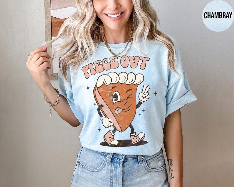 Piece Out Retro Pumpkin Pie Shirt Thanksgiving Shirt Fall Tshirt Women Cute Fall Crewneck Fall Graphic Tee Thankful Comfort Colors Tee image 9