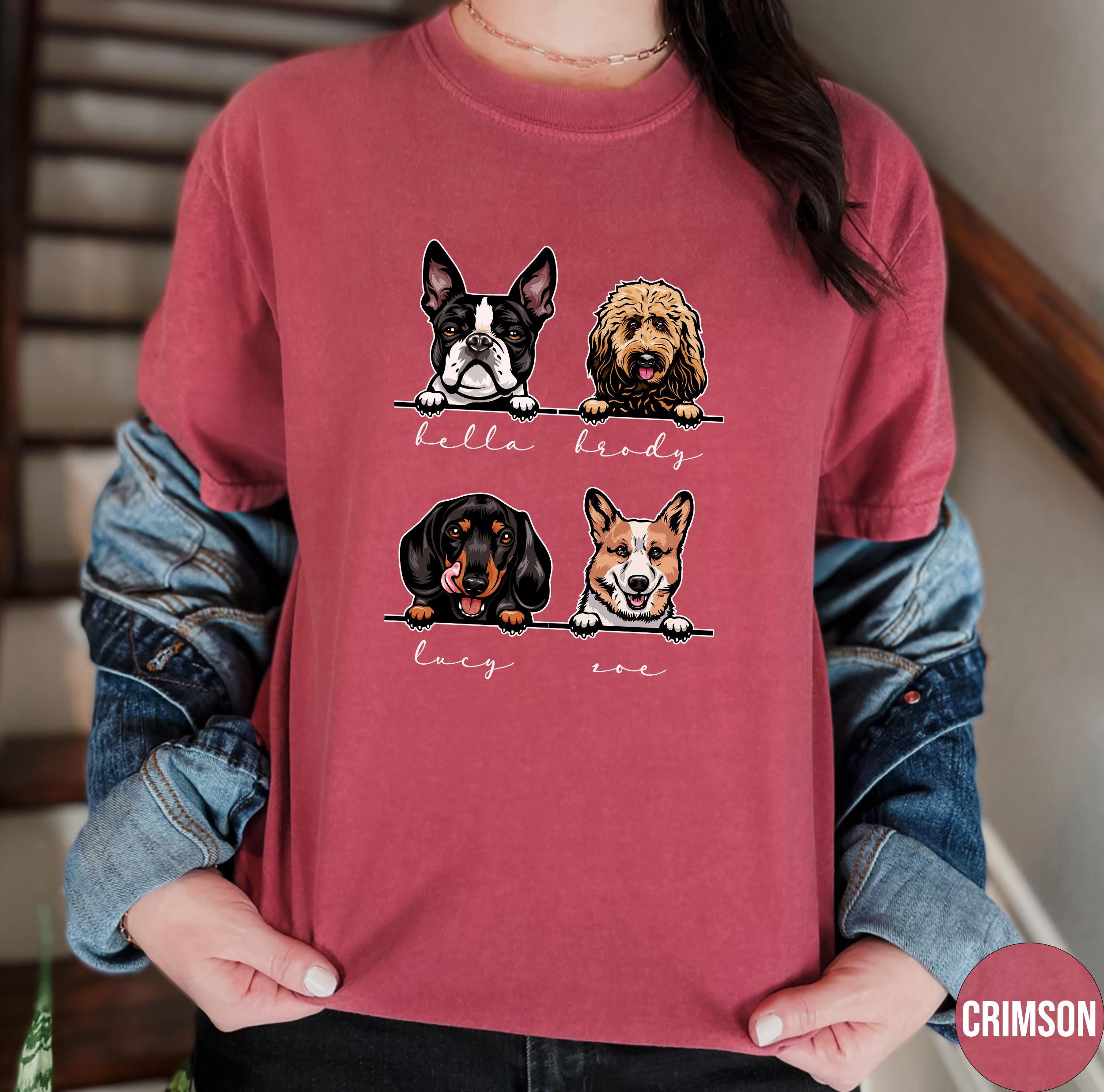 Custom Dog Shirt, Personalized Dog Face Tshirt, Dog Name Crewneck ...