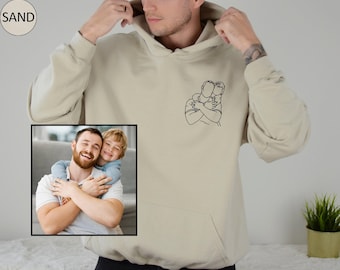 Custom Portrait from Photo Sweatshirt Custom Dad Portrait Hoodie Personalized Gift for Dad Custom Father's day Gifts for Dad Family Portrait