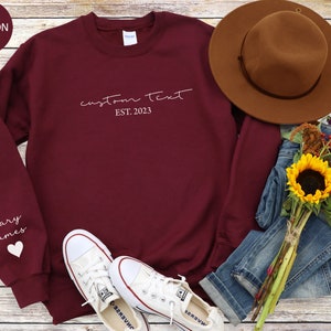 Custom Text Sweatshirt, Established Date Sweatshirt, Custom Est Date Sweater, Personalized Text Hoodie, Custom Gift, Anniversary Crewneck