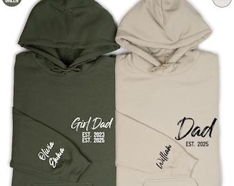 Custom Dad Hoodie, Personalized Dad Est Sweatshirt With Kids Names,Fathers Day Gift,Girl & Dad Sweatshirt,Boy and Dad Sweater,Daddy Crewneck