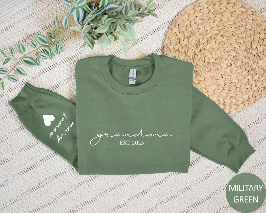 Personalized Grandma Sweatshirt With Grandkids Names on Sleeve, Custom ...