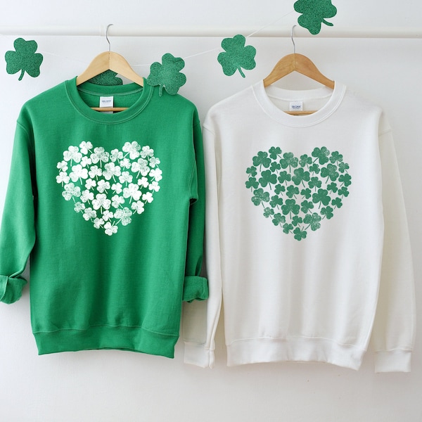 Lucky Heart Sweatshirt, Heart Shamrock Sweatshirt, St Patricks Hoodie, Saint Patricks Gift, Irish Sweater, St Paddys Heart Crewneck