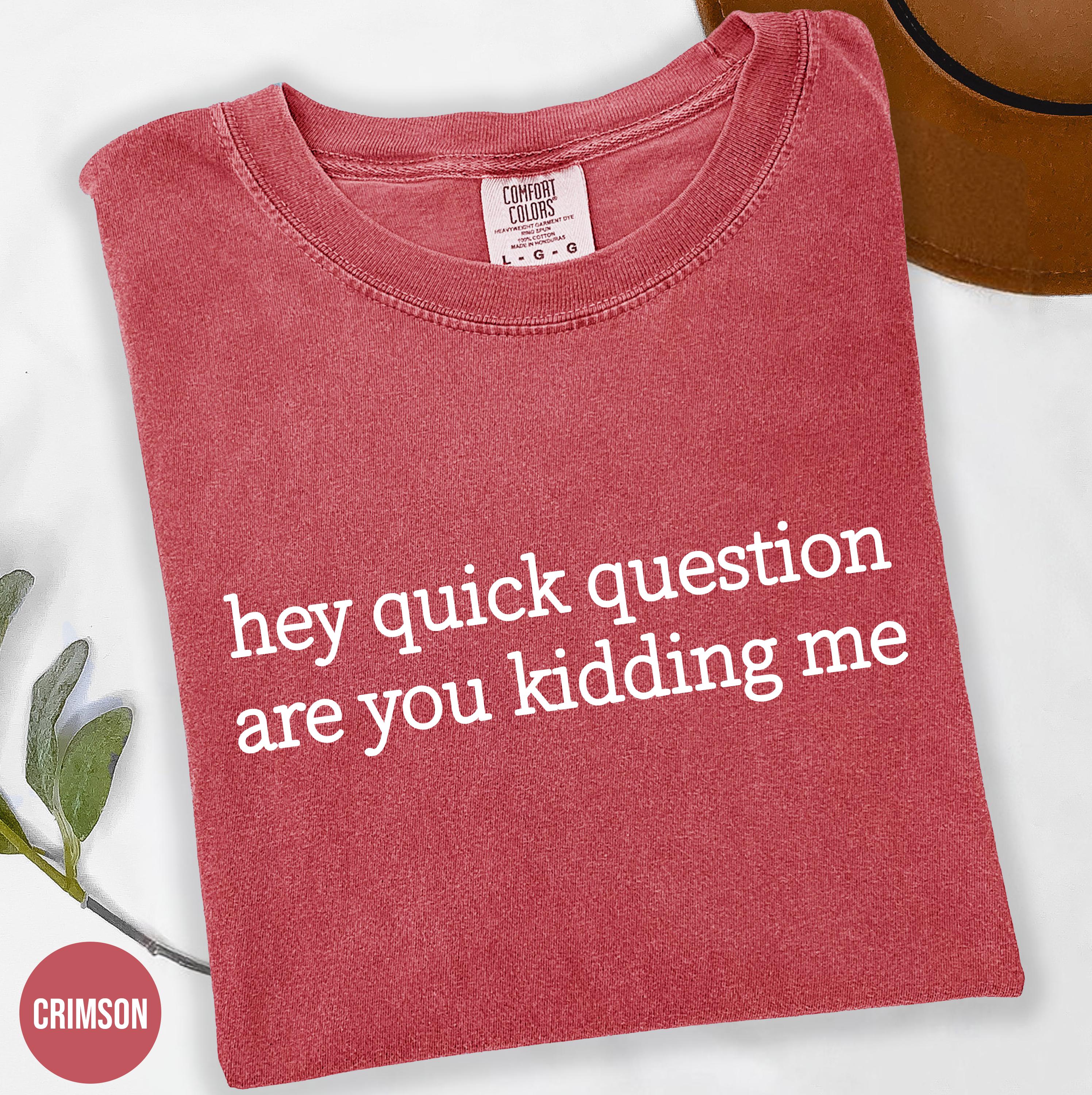 Comfort Colors® Hey Quick Question Are You Kidding Me Shirt,  Sarcastic Tshirt,  Funny Humor Shirt, Funny Meme Shirt, Mental Health Shirt