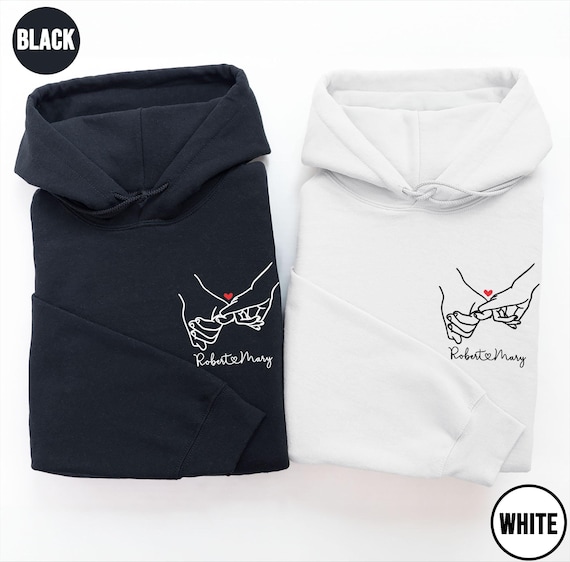 Custom Matching Hoodies For Couples Sweatshirt, Pinky Promise Hoodie, Personalized Name Sweater For Valentines Day Gift, Anniversary Gift