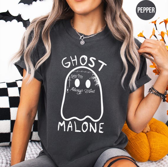 Comfort Colors Halloween Shirts Women, Ghost Malone Halloween T-Shirt, Halloween Tee, Scary Ghost Shirt, Boo Tee Gift, Happy Halloween Tee