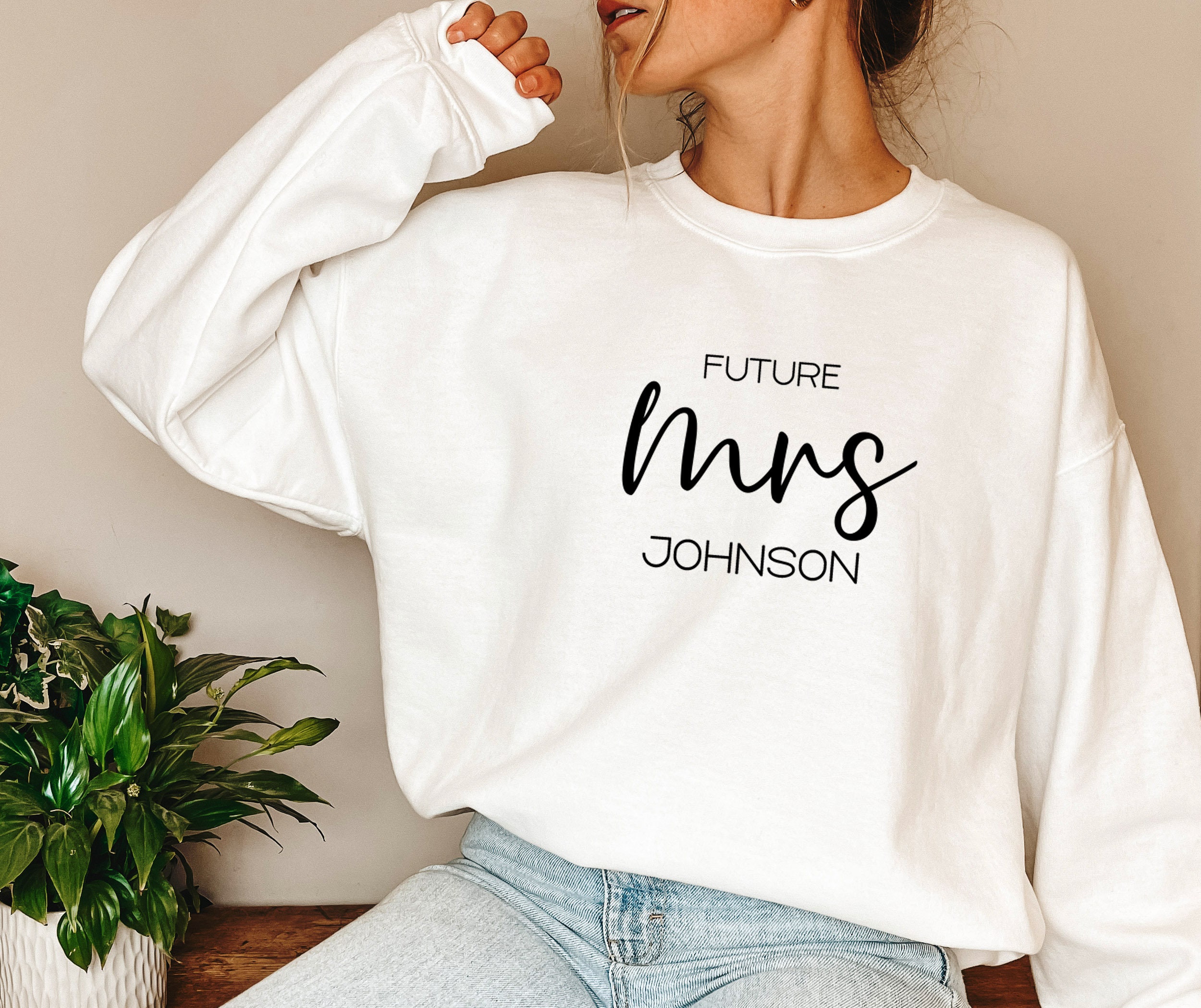 GODMERCH Custom Embroidered Mrs Sweatshirt, Future Mrs