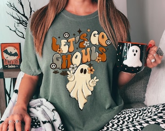 Lets Go Ghouls Shirt, Comfort Colors Retro Halloween Tshirt, Fall T Shirt, Cute Ghost Crewneck, retro Ghost Shirt, Funny Halloween Gifts