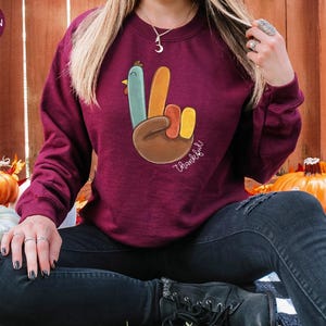 Peace Sign Turkey Retro Thanksgiving Turkey Sweatshirt Hello Thanksgiving Sweatshirt Gift For Thanksgiving Happy Thanksgiving Sweater image 9