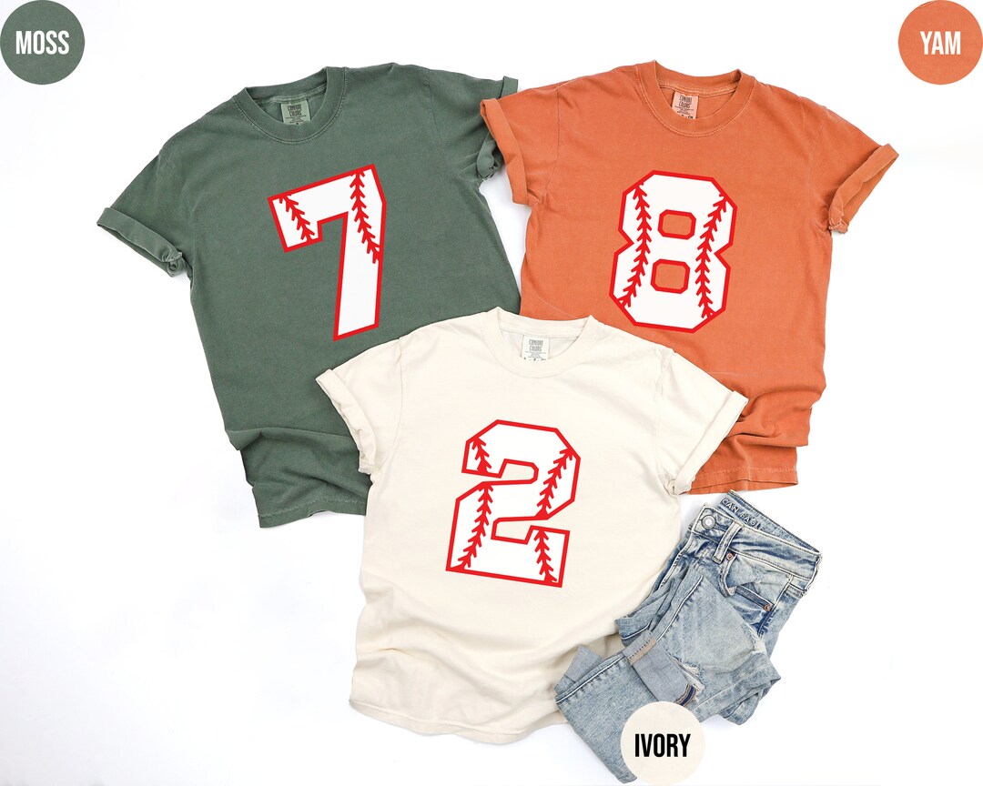 Baseball Numbers Shirt, Comfort Colors Baseball Custom Birthday Tshirt, Baseball Mom Tee