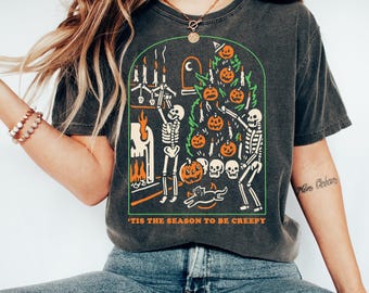 Halloween Shirt Tis the Season to be Creepy T Shirt Comfort Colors Dead Inside Halloween Tshirt Black Halloween Crewneck Funny Halloween Tee