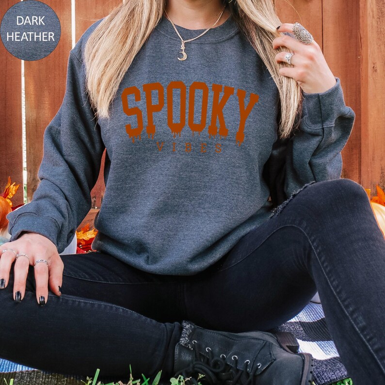 Spooky Vibes Sweatshirt, Spooky Halloween Sweater, Halloween Sweatshirt, Halloween Hoodie, Spooky Season Crewneck image 6