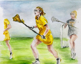 Custom athlete portrait, Sports painting, Action shot, watercolor, tennis, gym&swim, basketball, football, lacrosse, Christmas, birthday