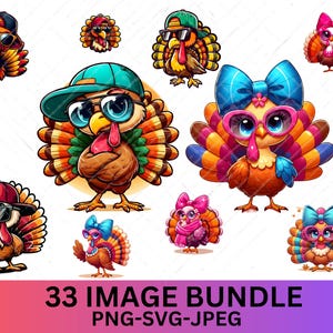 Cool Turkey PNG SVG, Girl Turkey Baby Turkey Png, Thanksgiving Toddler Png, Boy Girl Thanksgiving Kids Png,Turkey In Hat Sublimation File