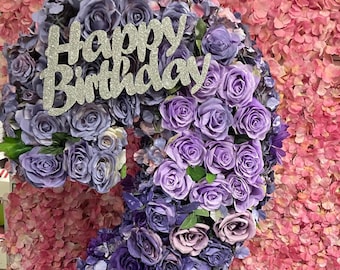 Custom Floral Number Photo Prop: Handmade Purple, Birthday Party Decor, Photo Prop