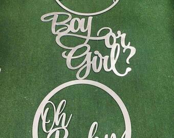 Laser Cut Wood Sign: Happy Birthday, Oh Baby, Boy or Girl