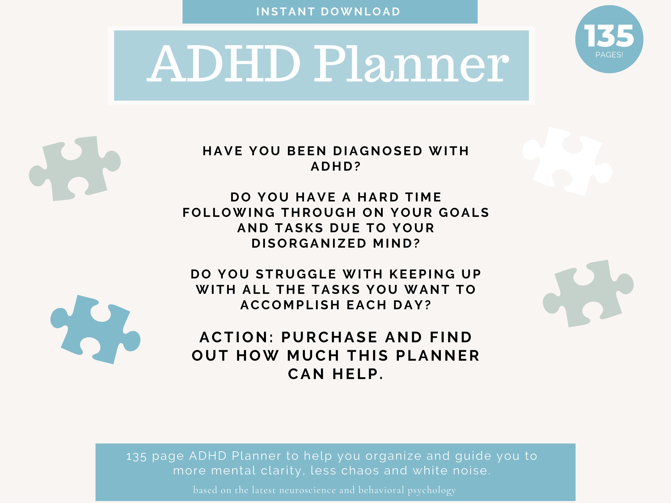 ADHD ADHD Planner Adhd Planner Printable ADHD Digital Etsy