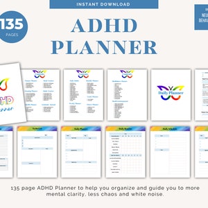 ADHD Planner Adult, adhd Planner Printable, ADHD planner, ADHD digital planner, adhd daily planner, adhd chore chart, adhd printable, adhd