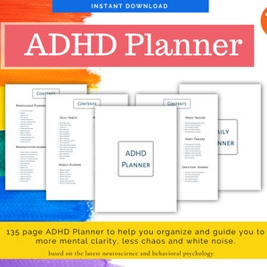 ADHD Planner, adhd Planner Printable, ADHD, ADHD digitale planner, adhd dagelijkse planner, adhd karwei grafiek, adhd afdrukbaar, adhd planner volwassene