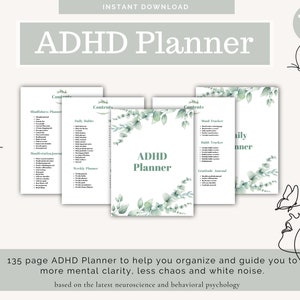ADHD Planner, adhd journal, adhd digital planner, adhd planner adult, adhd organizer, adhd workbook, adhd work planner, adhd, adhd printable