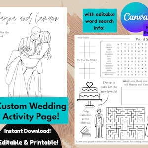 Wedding Activity Coloring Page - Canva Editable Template Instant Download