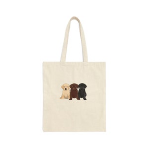 Labrador Retriever Canvas Tote Bag, Yellow Black and Chocolate Lab Trio Bag, Tote Bags with Labs