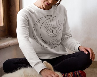 Celestial Moon Sweater, Astrology Sweater, Witchy Sweater, Evil Eye Sweater, Celestial Hoodie, Celestial Tarot, Witch Sweater
