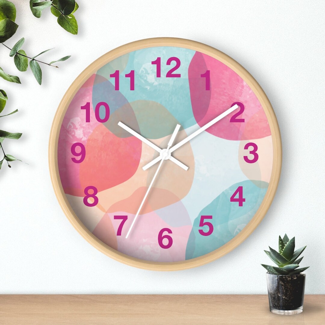 Circle Wall Clock Boho Wall Clock Colorful Clock Etsy
