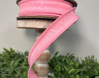 Pink Ribbon Inch Wired, Reliant Satin Ribbon for Spring Summer Bows, Light Pink Craft Ribbon for Wreaths & Floral Decor, Designer ribbon
